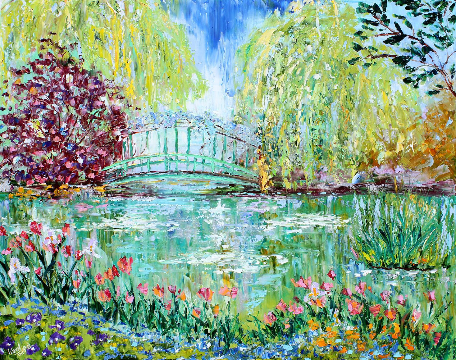 Monet Landscape Paintings
 Original oil painting MONET GARDEN LANDSCAPE by by