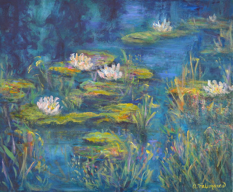 Monet Landscape Paintings
 Monet Style Water Lily Marsh Wetland Landscape Painting