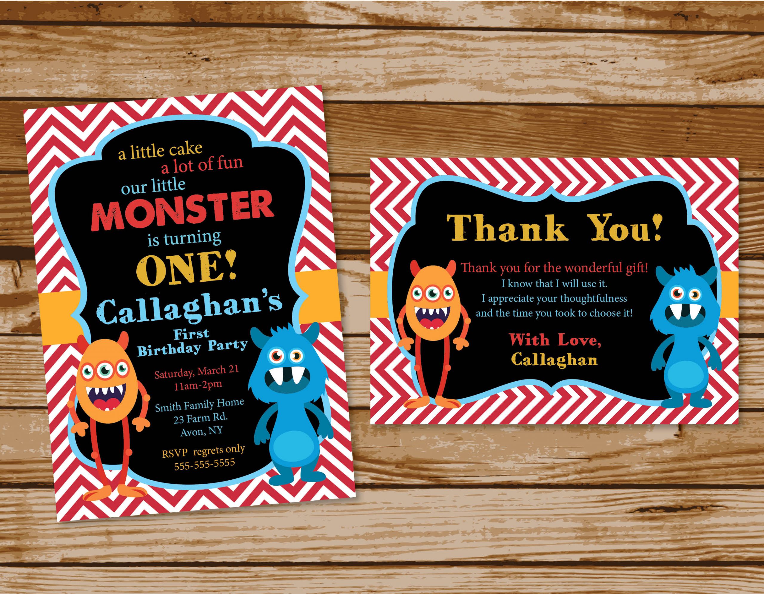 Monster Birthday Invitations
 Monster Themed Birthday Party Invitations – PRINTING by