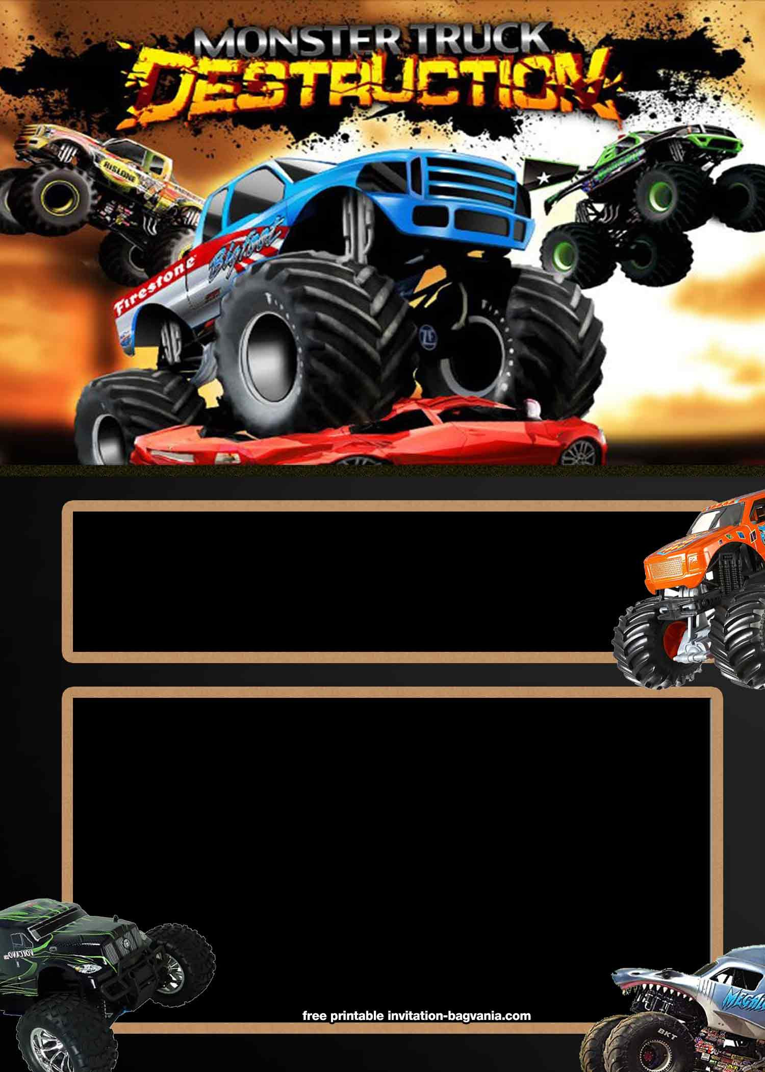 Monster Truck Birthday Party Invitations
 FREE Printable Monster Truck Birthday Invitation Templates