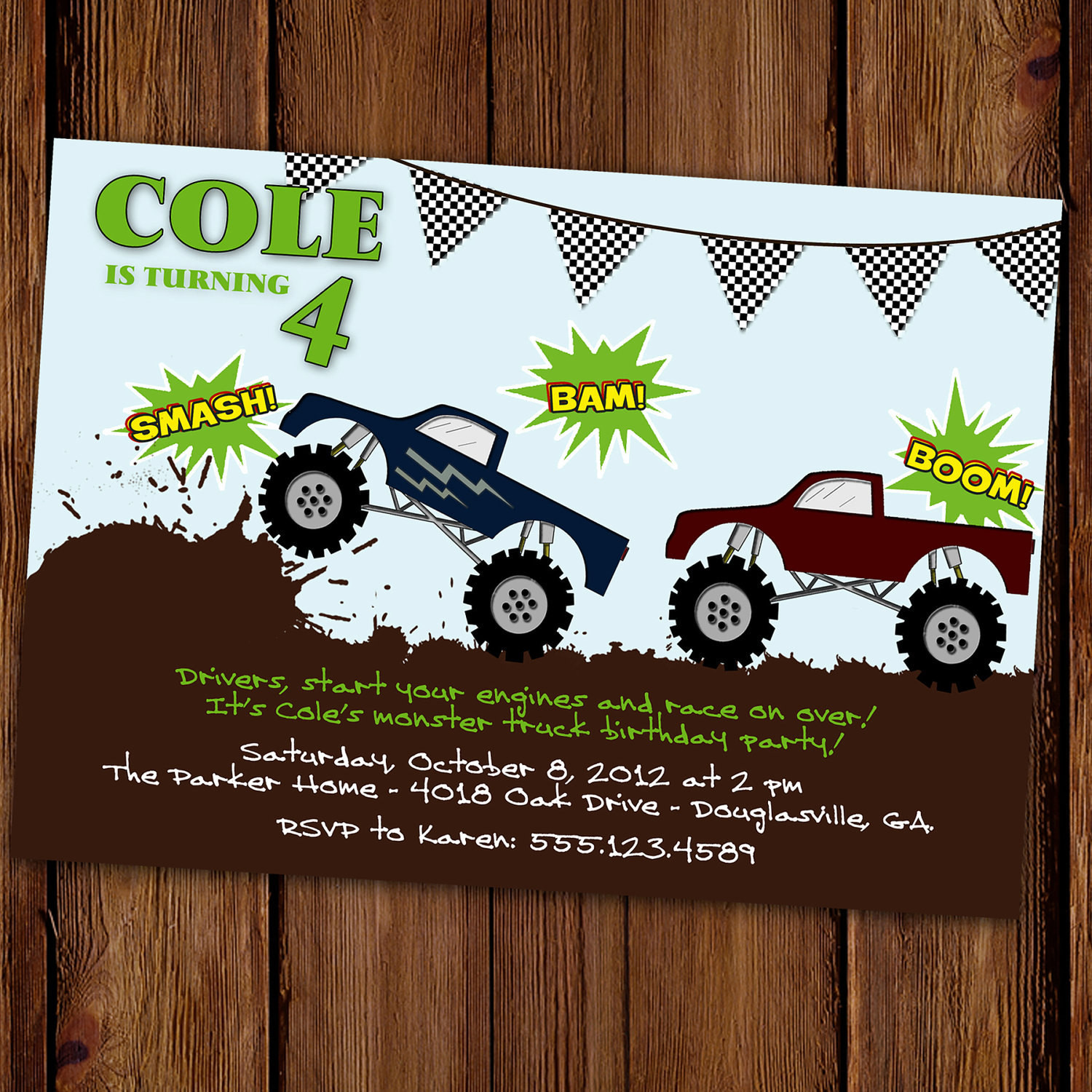 Monster Truck Birthday Party Invitations
 Monster Truck Birthday Invitation