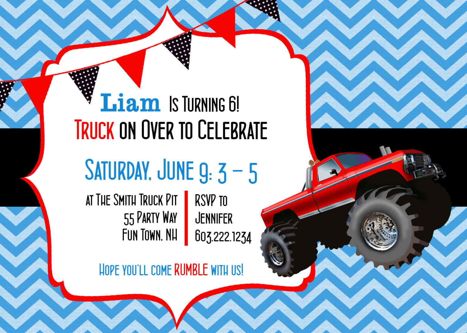 Monster Truck Birthday Party Invitations
 Monster Truck Birthday Party Invitation by