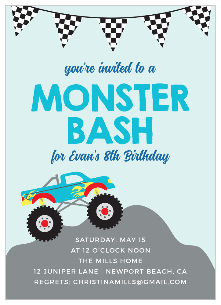 Monster Truck Birthday Party Invitations
 Monster Truck Bash Children s Birthday Party Invitations