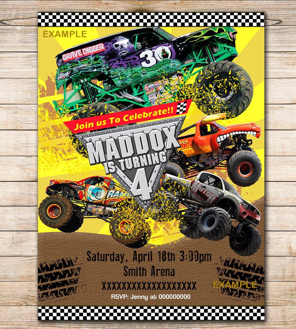 Monster Truck Birthday Party Invitations
 Monster Jam Birthday Party Invitation Digital File