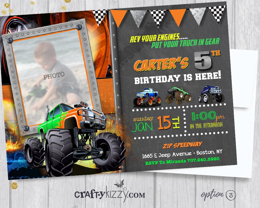 Monster Truck Birthday Party Invitations
 Monster Truck Birthday Invitation f Roading Birthday