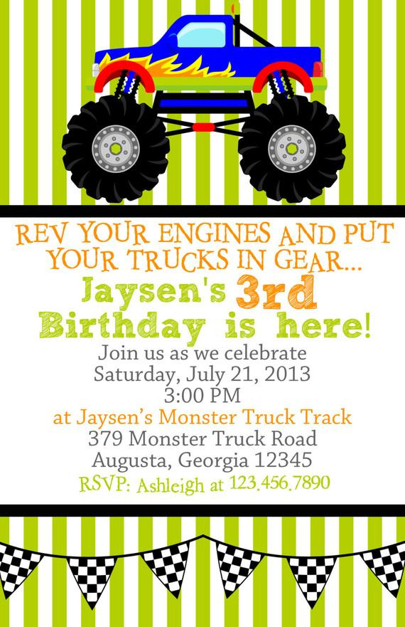 Monster Truck Birthday Party Invitations
 Monster Truck Birthday Party Invitations