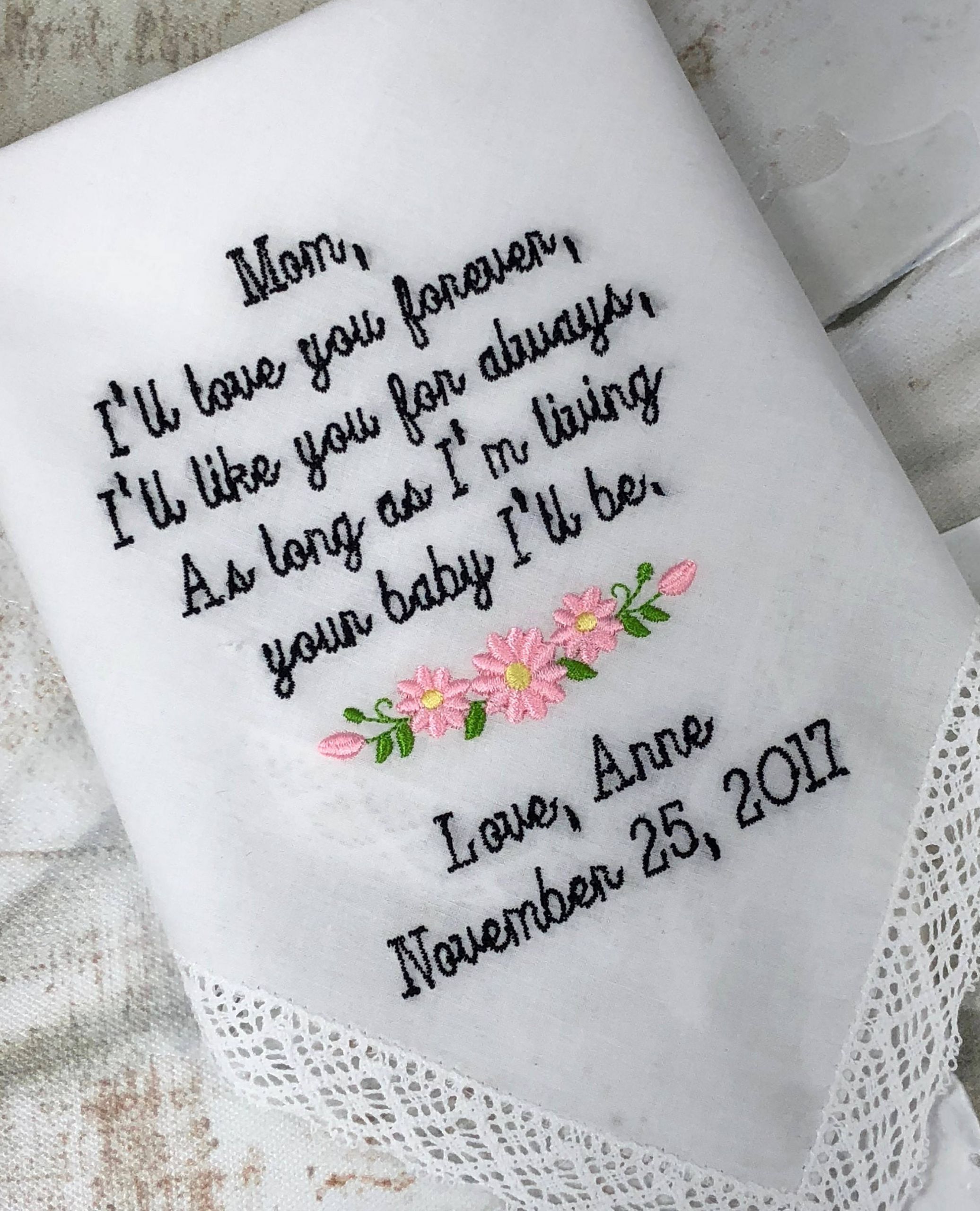 Mother Of The Bride Quotes
 Custom Quote Wedding Handkerchief Mother of the Bride