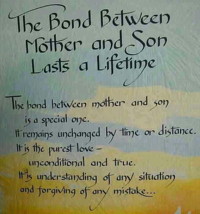 Mother Son Bond Quotes
 Life Quotes and Sayings Bond between Mother and Son last