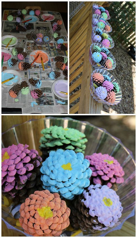 Mother'S Day Kid Craft Gift Ideas
 Pinecone Flower Bouquets Kids Craft