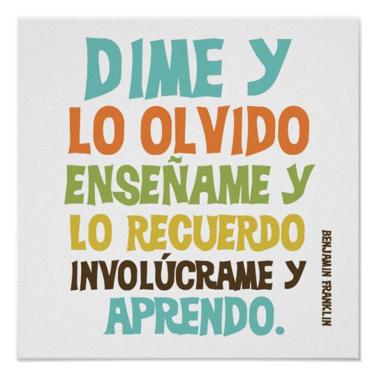 Motivational Quotes In Spanish
 Involve Me Inspirational Quote Poster