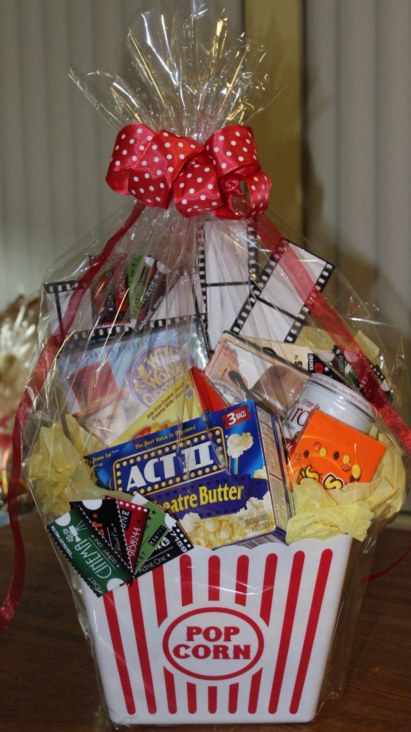 Movie Date Night Gift Basket Ideas
 Home Movie night basket I must find a bucket like this