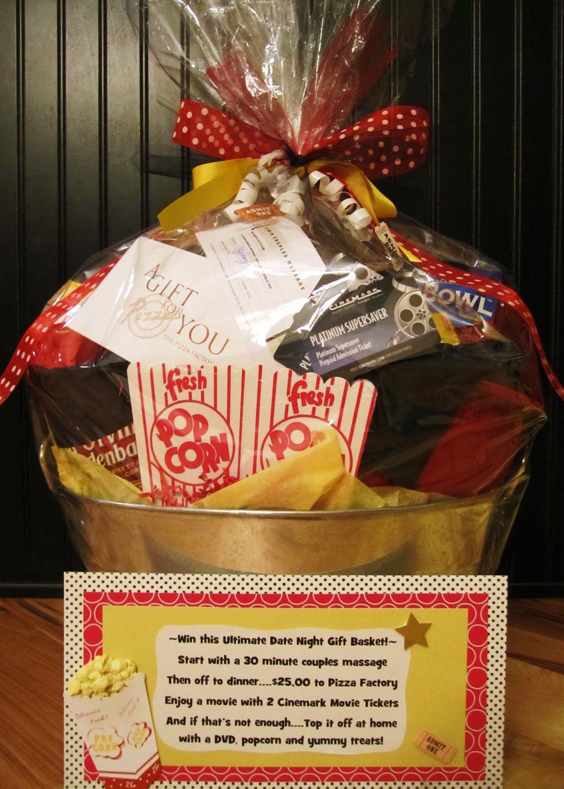 Movie Gift Card Basket Ideas
 Popcorn container movie t card candle popcorn candy