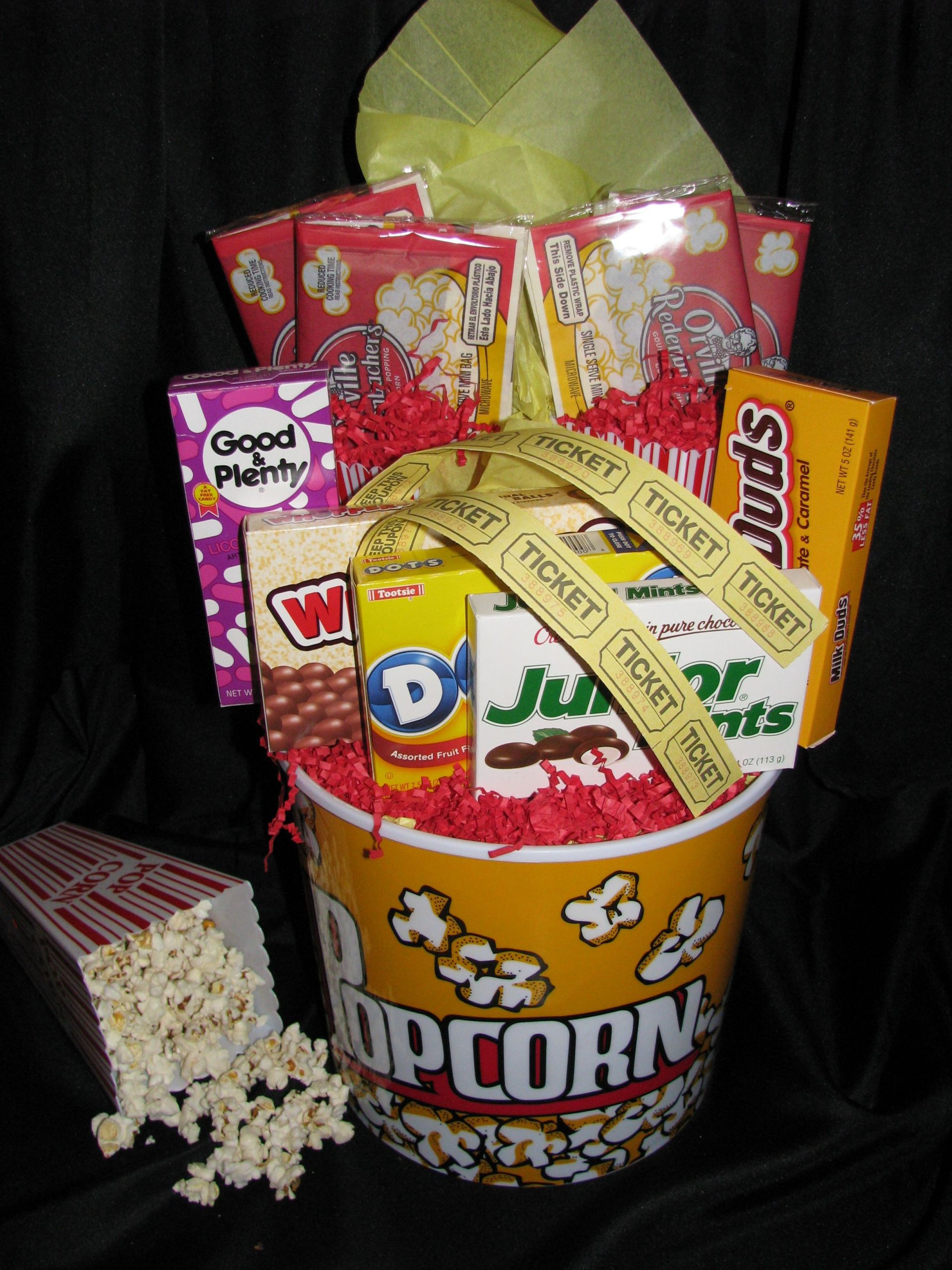 Movie Theater Gift Basket Ideas
 Movie Night Gift Basket for couples and families
