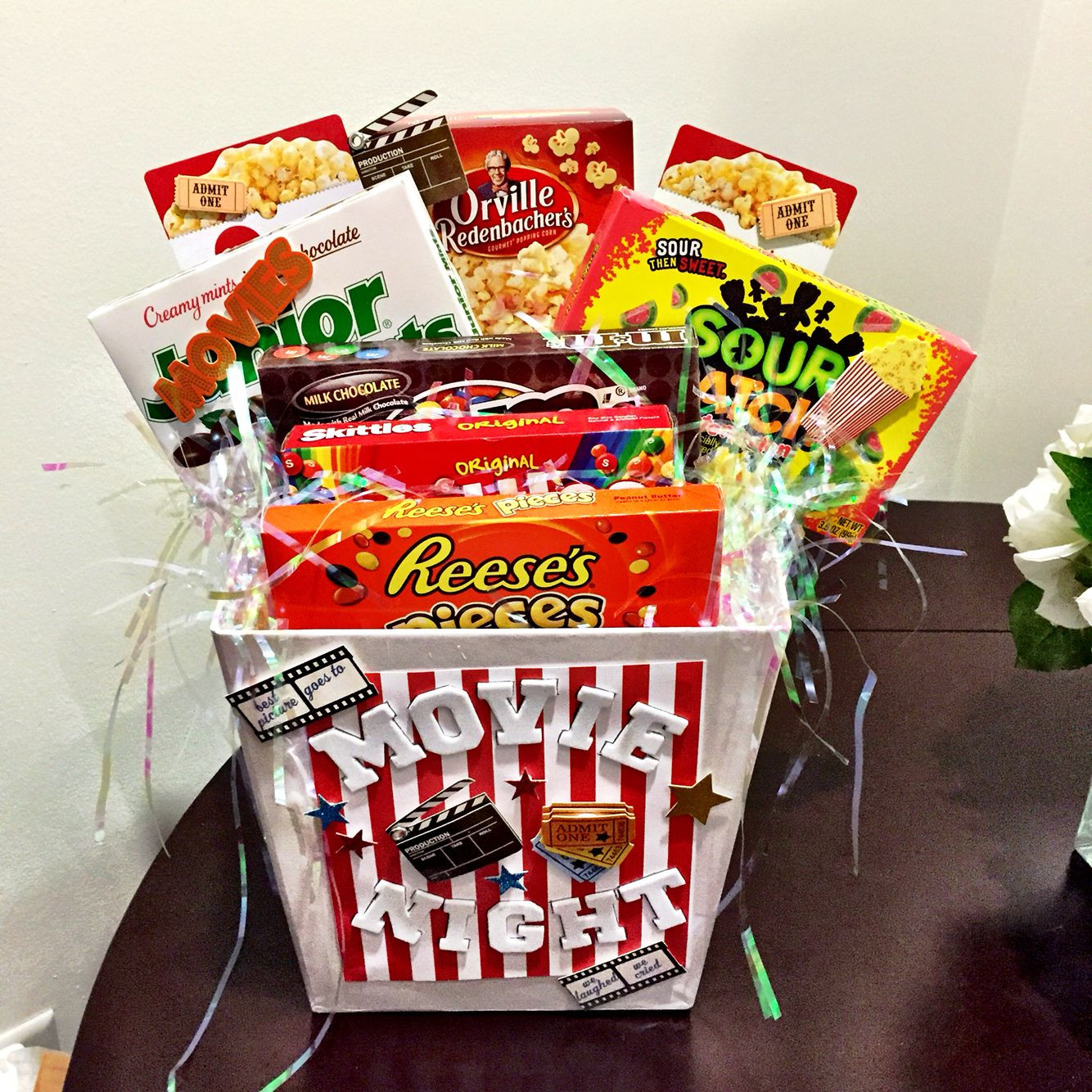 Movie Themed Gift Basket Ideas
 Silent auction movie night basket Tricky Tray basket ideas