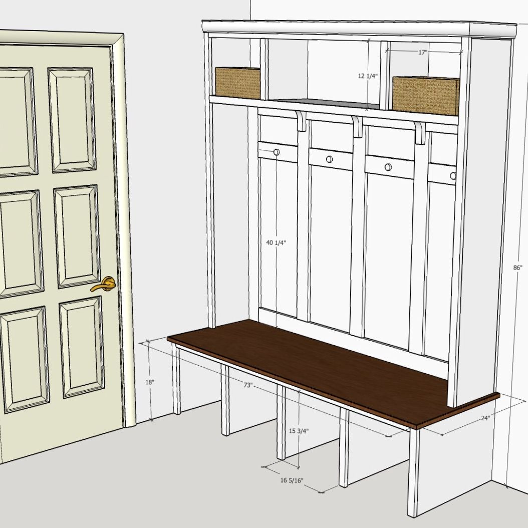 Mudroom Locker Plans DIY
 Mudroom locker plan created by Sean Duggan using Sketchup
