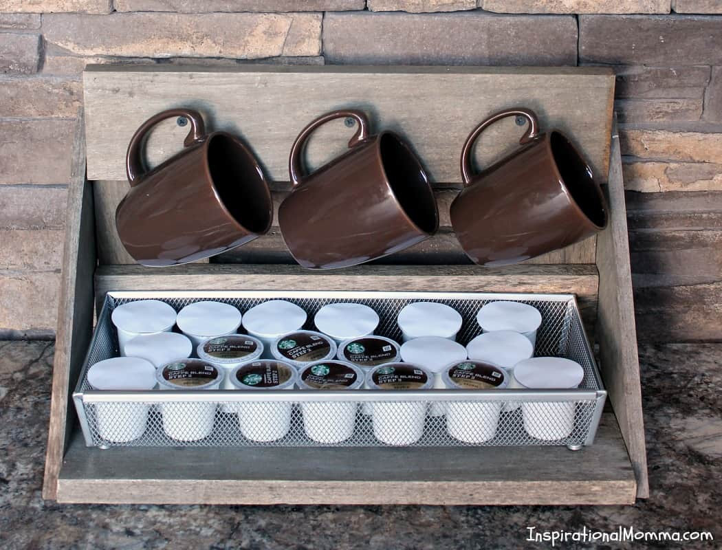 Mug Rack DIY
 DIY Mug Rack with K Cup Storage