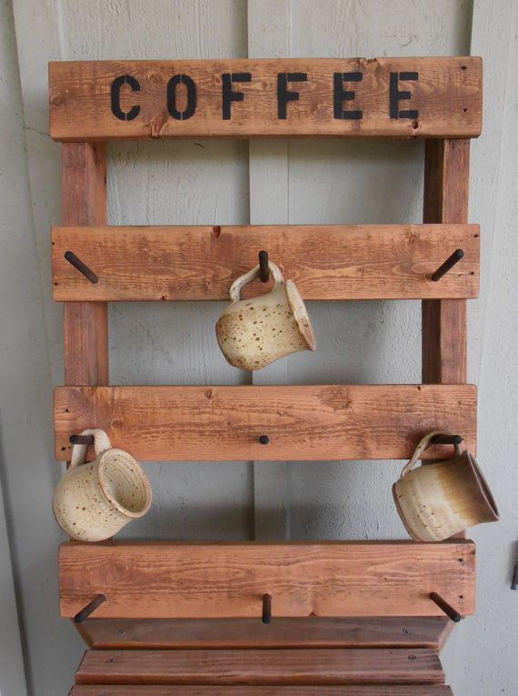 Mug Rack DIY
 Sold by WileWood on Etsy Our rustic coffee mug rack is