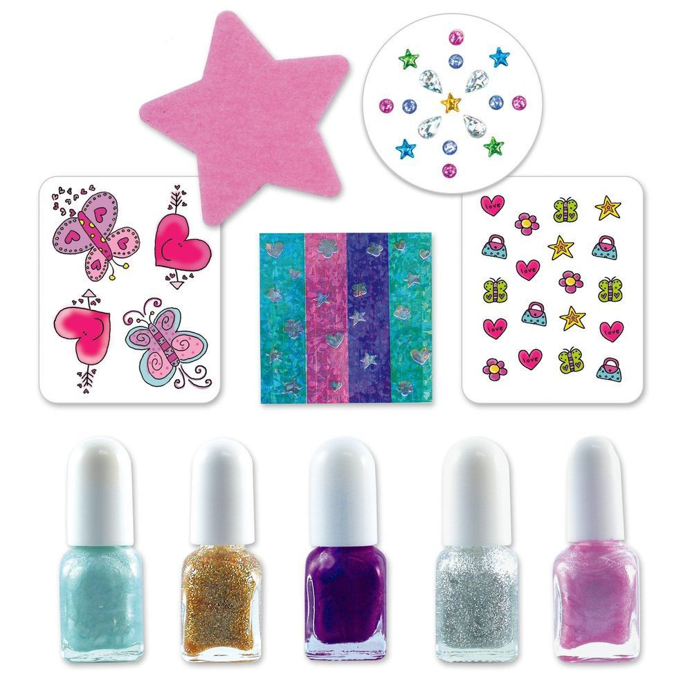 Nail Art Kit For Kids
 Nail Art Kit Varnish Colorful Glitter Gems Tattoos Girls