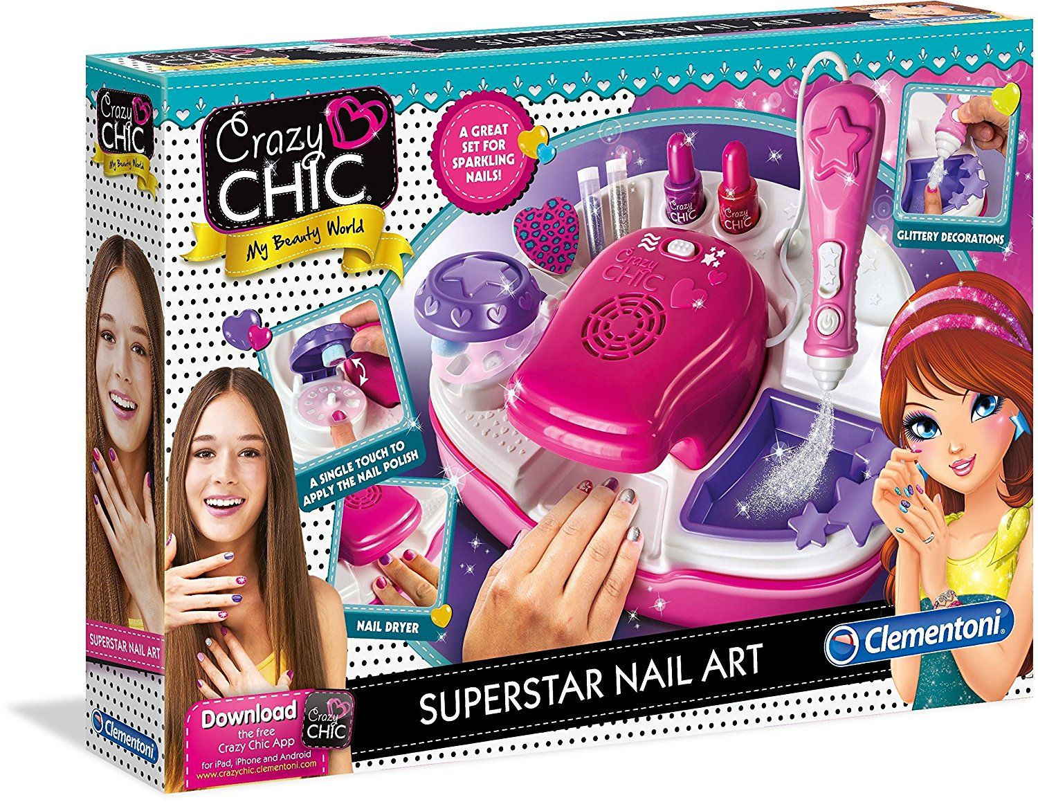 Nail Art Kit For Kids
 Clementoni Girls Kids Crazy Chic Superstar Nail