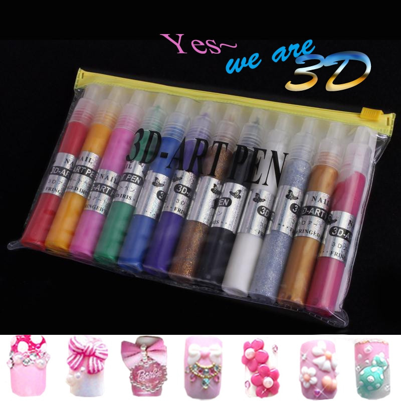 Nail Art Pens Set
 PerfectSummer 12 Colors Set Nail Art DIY 3D Art Pen nail