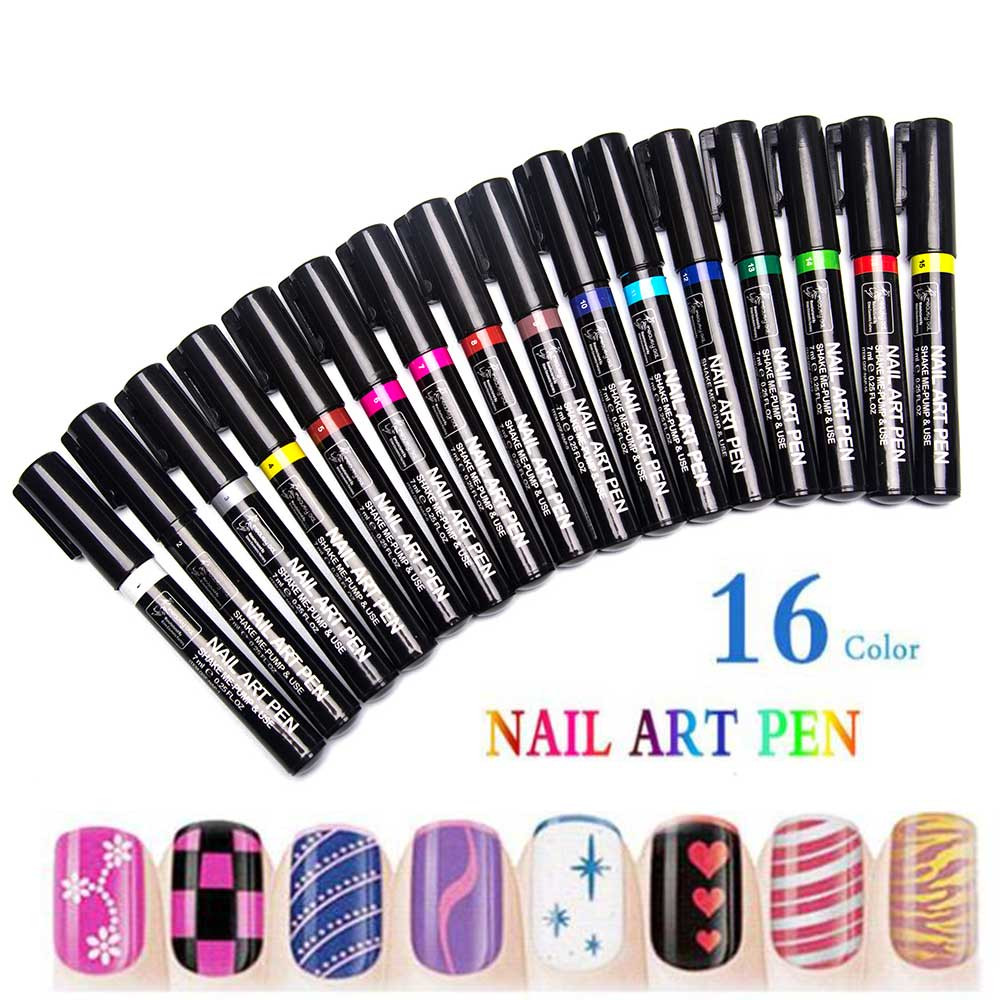 Nail Art Pens Set
 TOMTOSH 16 color nail art pen 3D nail art DIY decorative