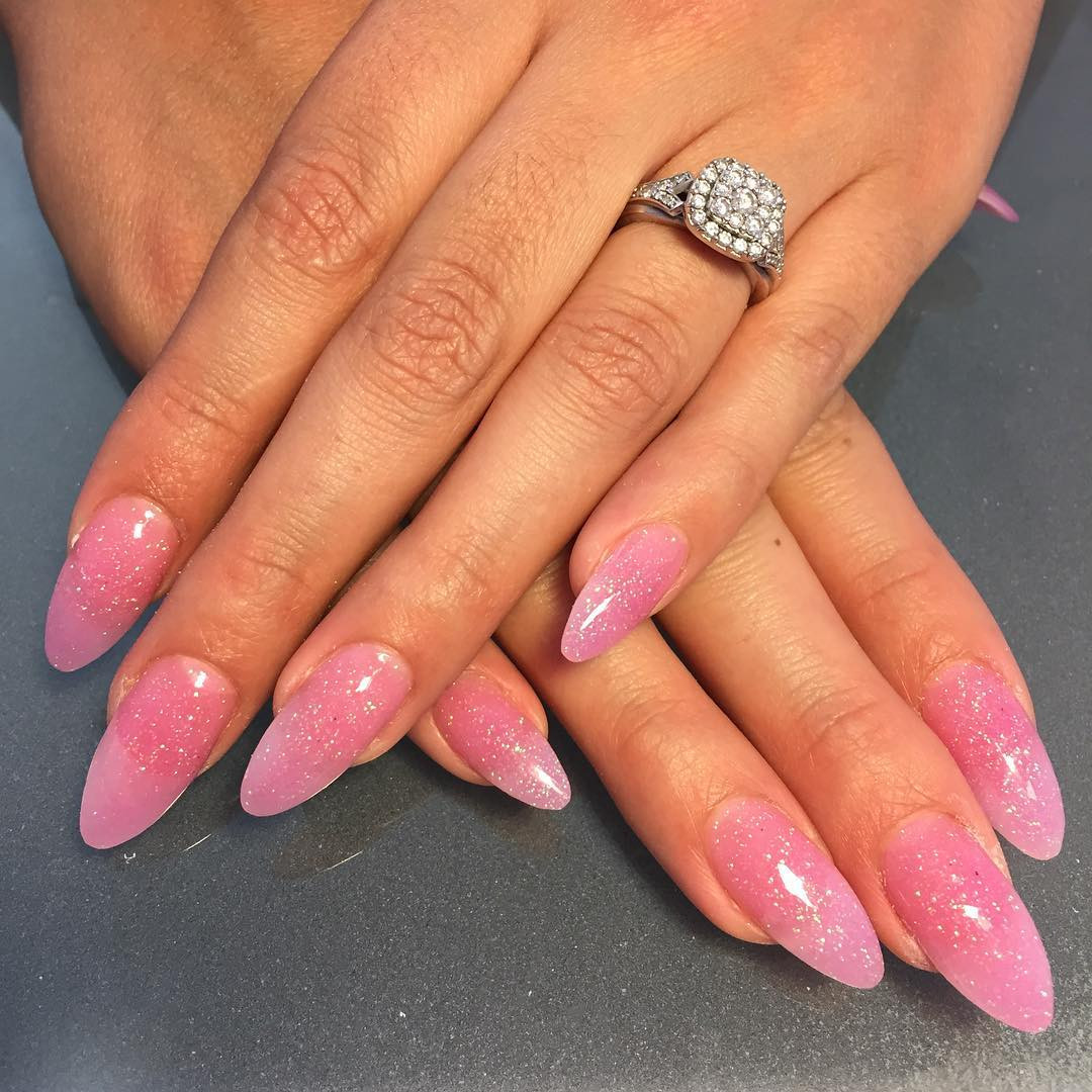 Nails With Glitter
 25 Pink Acrylic Nail Art Designs Ideas