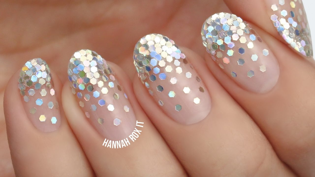 Nails With Glitter
 Falling Glitter Placement Nails for New Year s