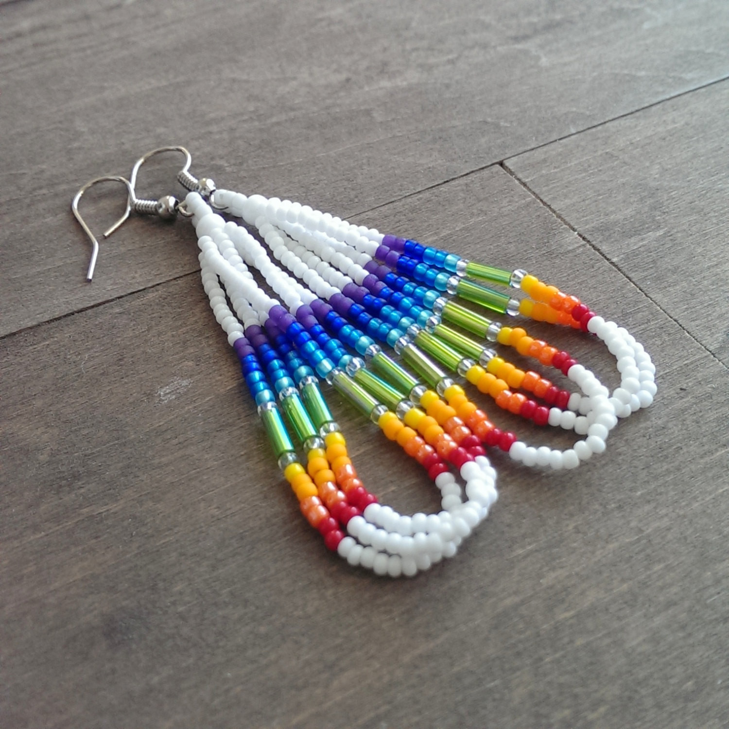 Native American Earrings
 Native American beaded earrings rainbow earrings beadwork