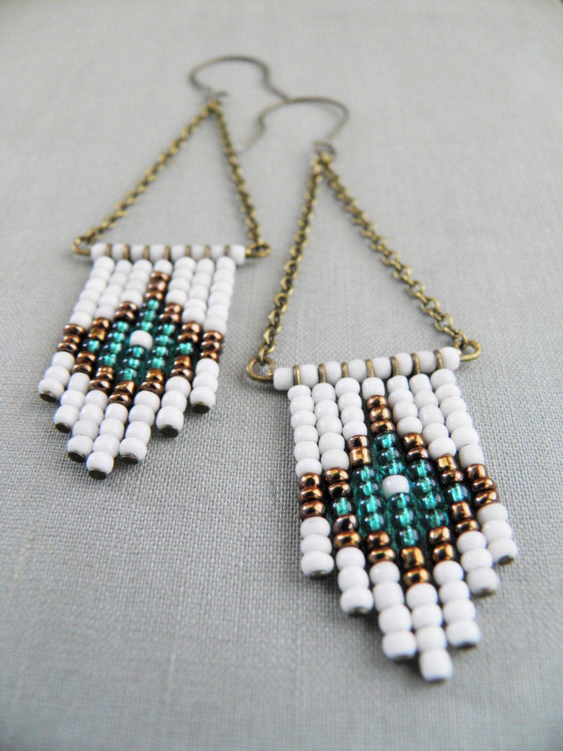 Native American Earrings
 Beaded chevron earrings Native American beaded earrings