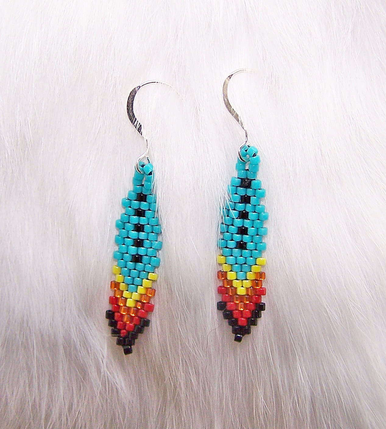 Native American Earrings
 Native American Inspired Turquoise Feather Earrings Southwest