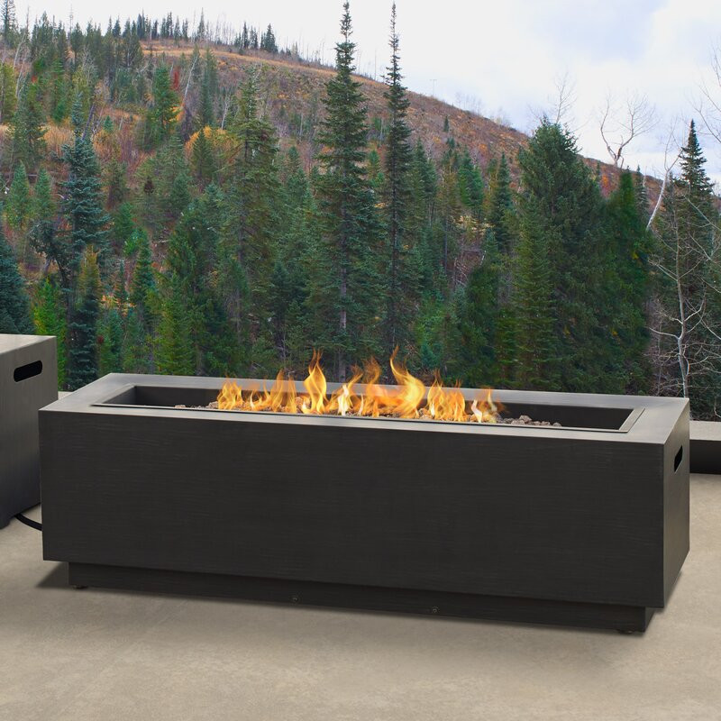 Natural Gas Patio Fire Pit
 Real Flame Lanesboro Rectangle Steel Propane Natural Gas