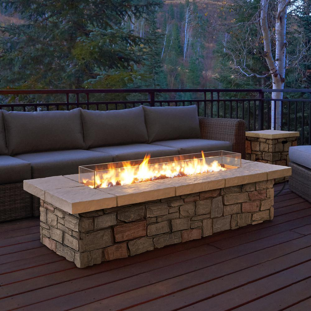 Natural Gas Patio Fire Pit
 Real Flame Sedona 66 in x 19 in Rectangle Fiber Concrete