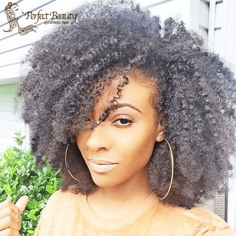 Natural Kinky Hairstyles
 Kinky Curly Natural Color Top Synthetic Curly Afro Kinky