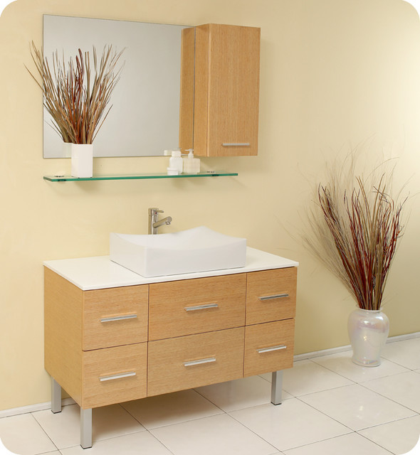 Natural Wood Bathroom Vanities
 43 5" Distante Single Vessel Sink Vanity Natural Wood