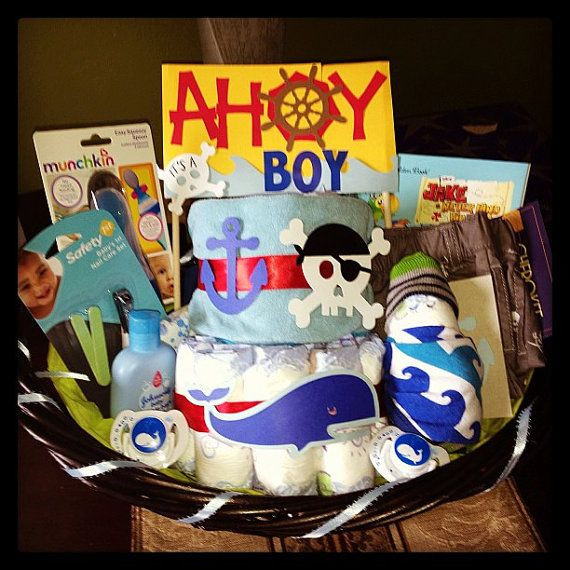 Nautical Baby Shower Gift Ideas
 Baby Shower Nautical Themed Gift Basket AHOY it s a BOY