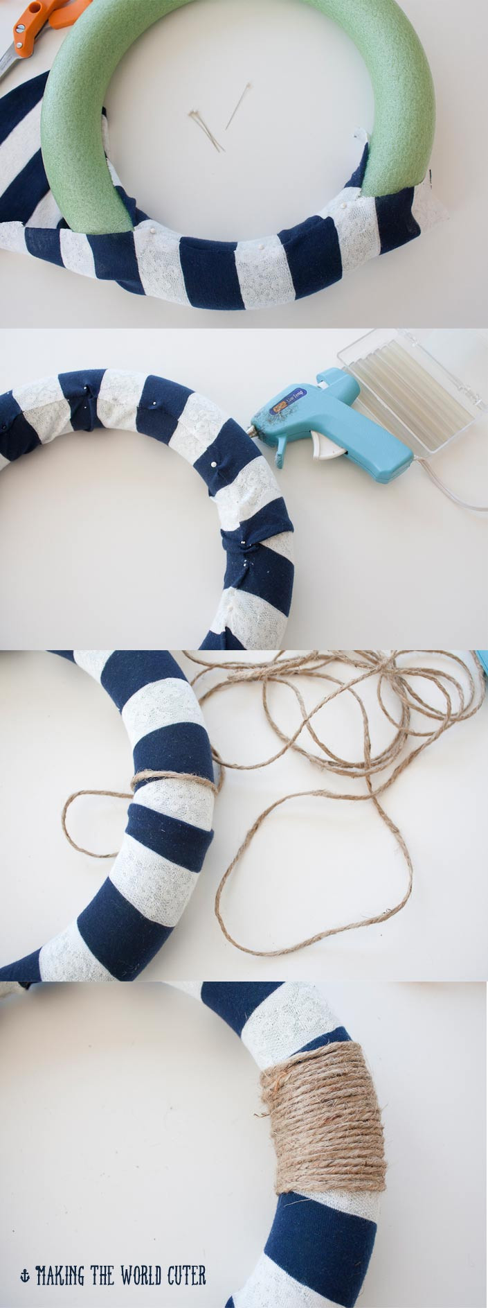 Nautical DIY Decorations
 Nautical Decor How to Make This Navy and White Wreath