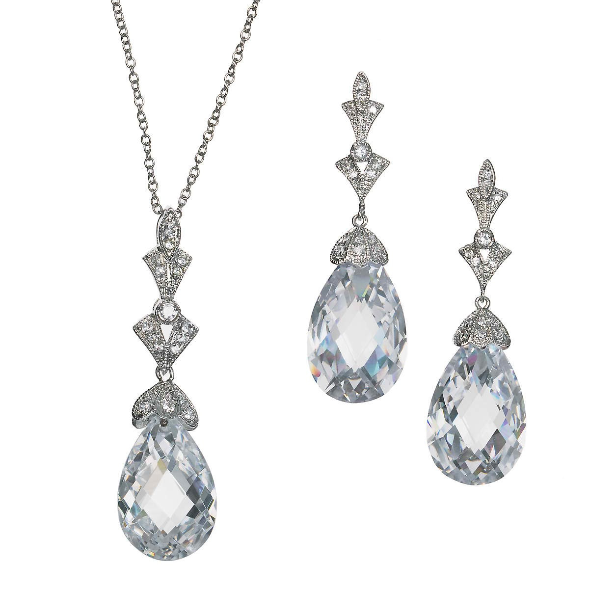 Necklace Earring Sets
 Lydia Art Deco Crystal Necklace and Earring Set