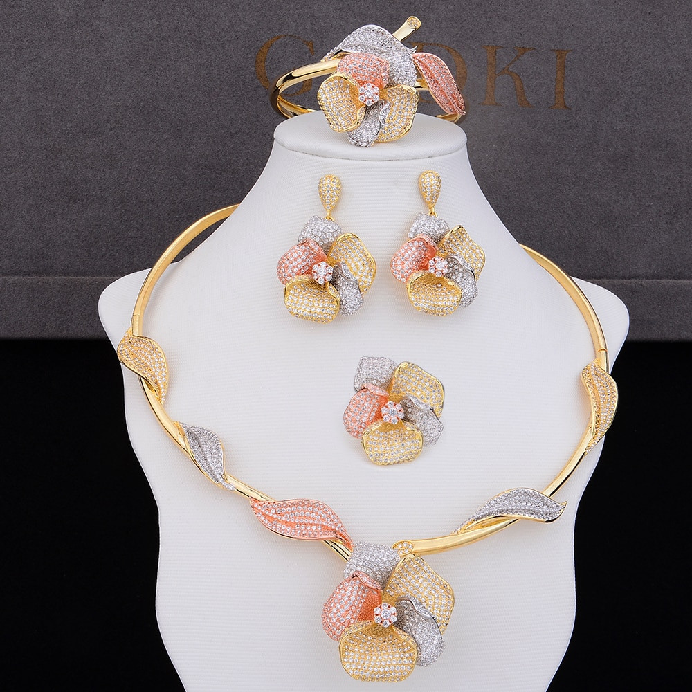Necklace Earring Sets
 Aliexpress Buy GODKI Newest Luxury Rose Flower