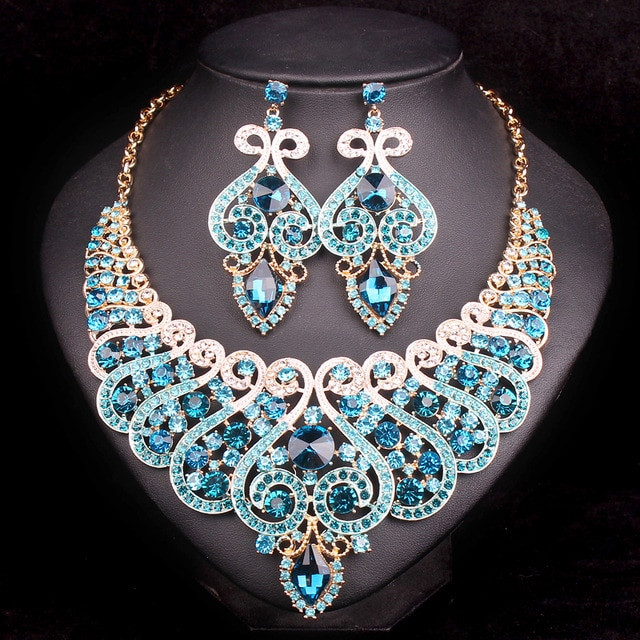 Necklace Earring Sets
 Fashion Bridal Jewelry Sets Wedding Engagement Necklace