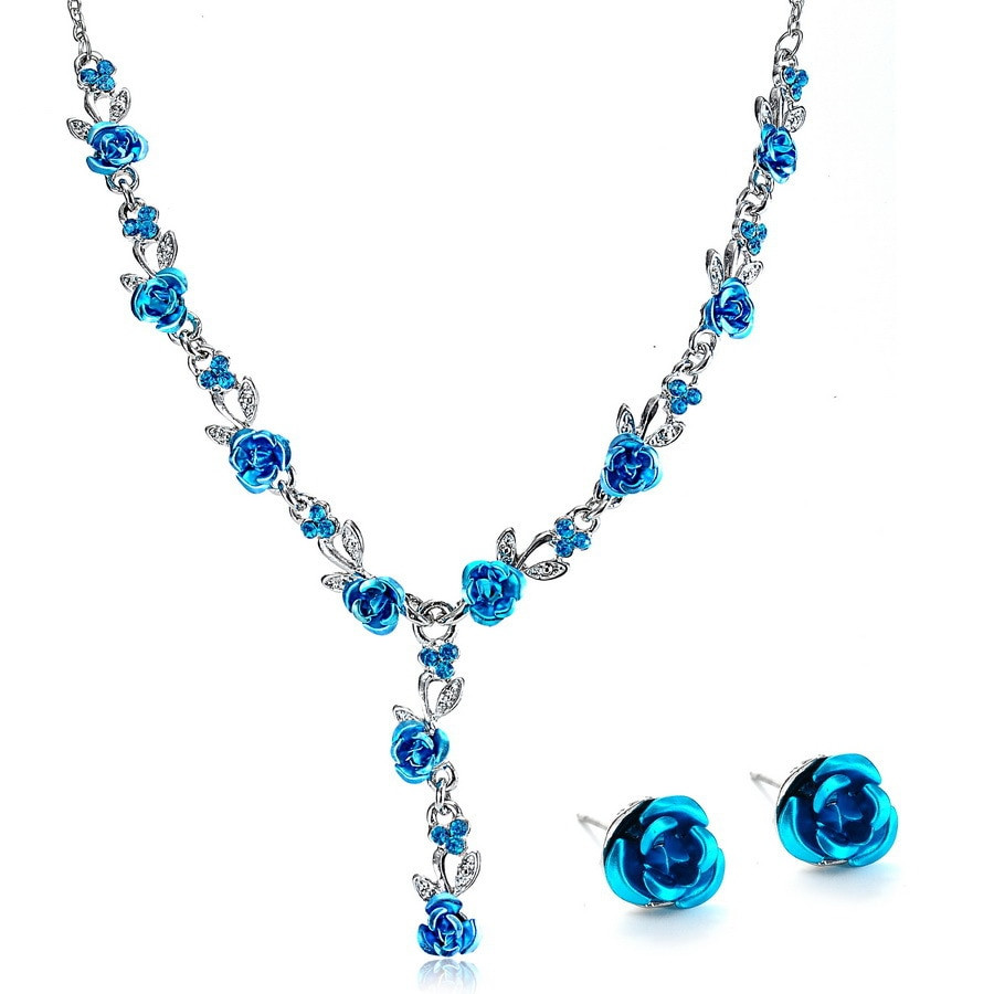 Necklace Earring Sets
 Aliexpress Buy Fashion Metal Rose Necklace Earrings