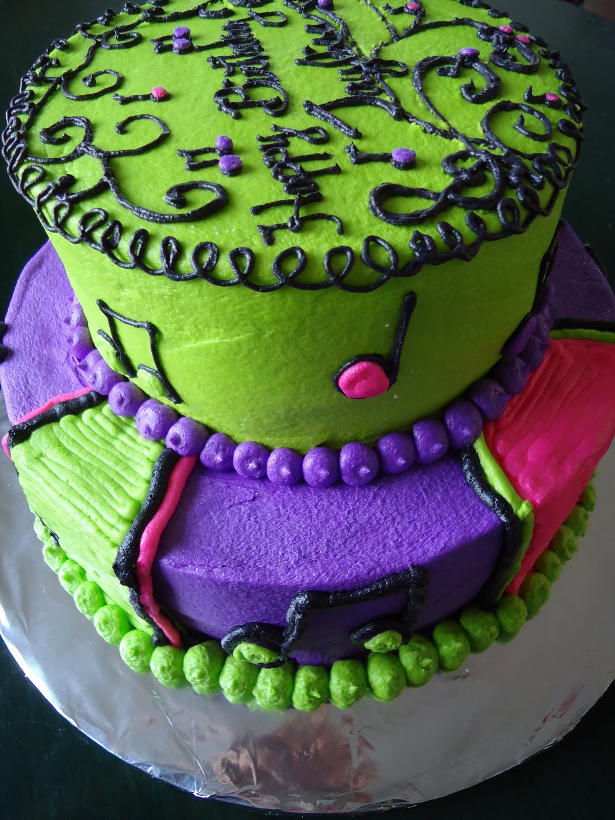 Neon Birthday Cake
 Cat s Cake Creations Whimsical Musical Birthday Cake