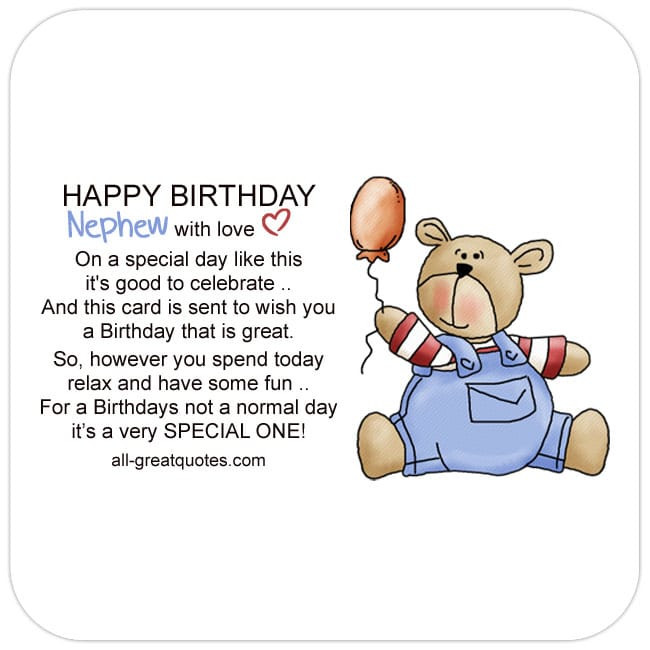 Nephew Birthday Quote
 Free Birthday Cards For line Friends Family