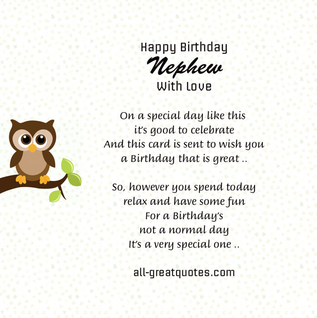 Nephew Birthday Quote
 Nephew Poems