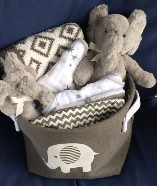 Neutral Baby Gift Ideas
 Ellie Elephant Baby Basket gray gender neutral uni baby