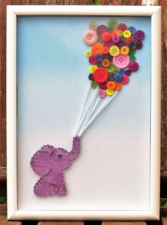 New Baby Crafts
 New Baby Nursery ideas Elephant holding button by