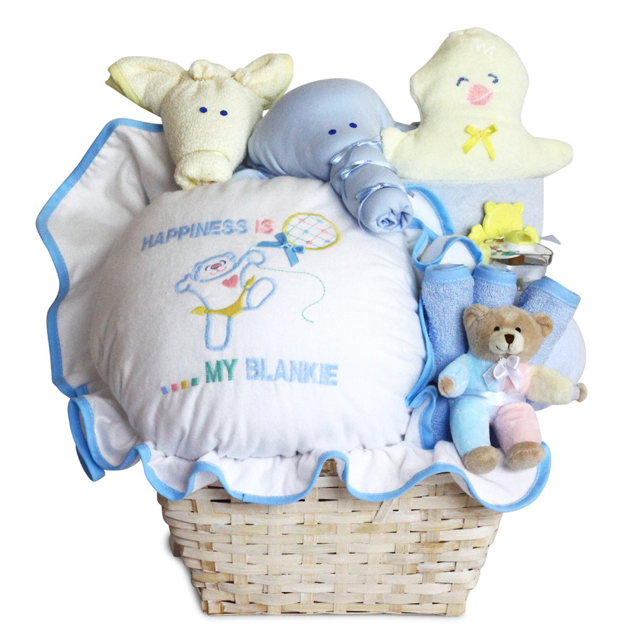 New Born Baby Boy Gifts
 Happiness Baby Boy Gift Basket by Silly Phillie
