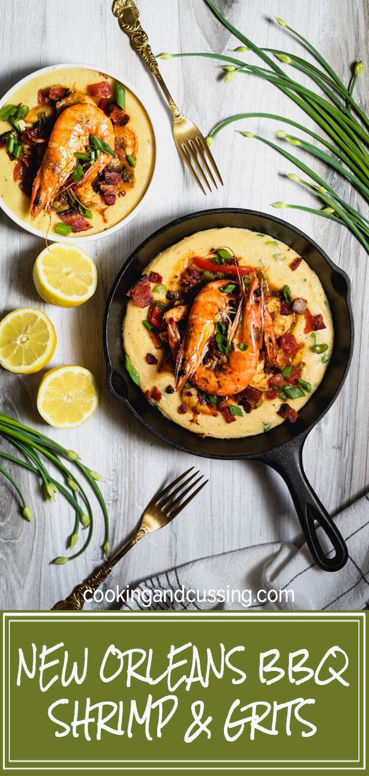 New Orleans Bbq Shrimp And Grits
 New Orleans Style BBQ Shrimp and Cheesy Grits in 2020