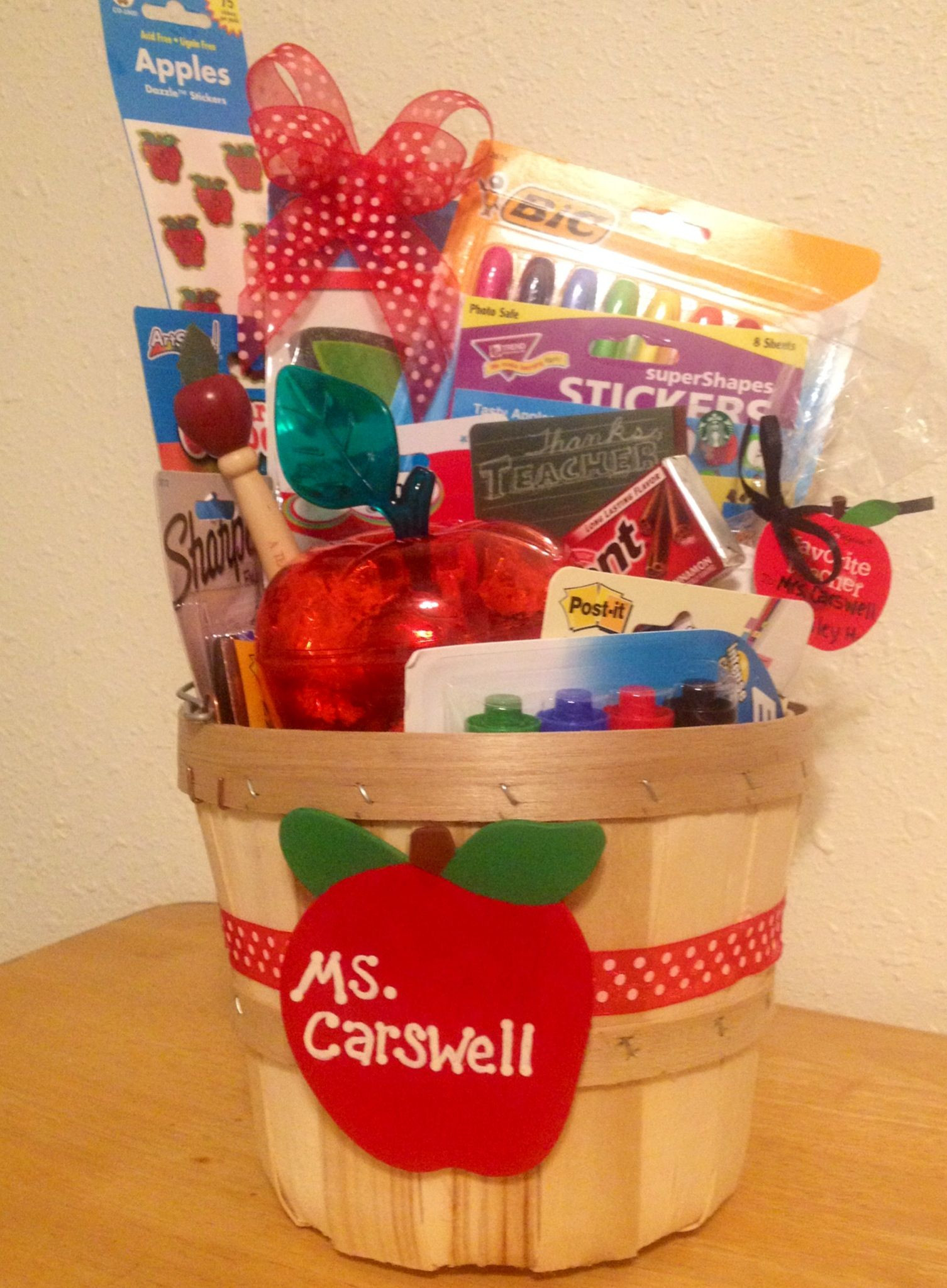 New Teacher Gift Basket Ideas
 The Best Teacher Gift Apple themed t basket We made