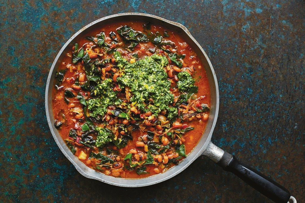New Vegetarian Recipes
 Black Eyed Peas With Chard and Green Herb Smash