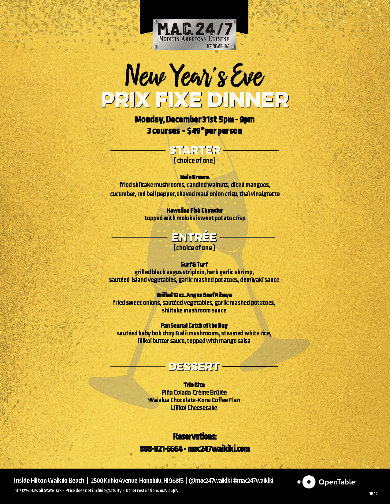 New Year Day Dinner Menu
 New Year s Eve Prix Fixe Dinner Mac 24 7 Restaurant Bar